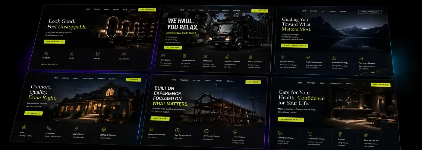 Grid of website projects built by Digital Goat Consulting